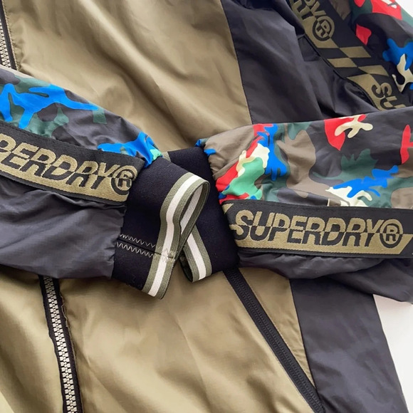 Superdry taped logo camo jacket windbreaker khaki green size M - Picture 14 of 15